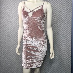 Pink Velour Date Night Dress Keyhole Neckline Juniors M Fairy Goth Sexy Soft 90s